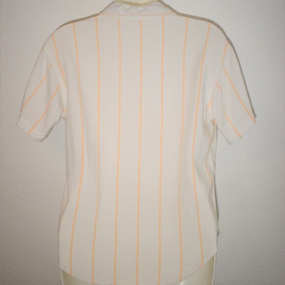 Obey Crop Shirt Sz XS Button Down Striped Relaxed Fit Minimalist Neutral Preppy - Picture 4 of 8
